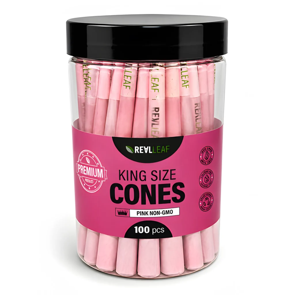 real-leaf-cones-king-size-pink-non-gmo-100er-dose-frontal.webp