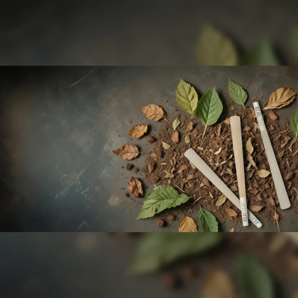 Real Leaf Cones auf Kräutern im quadratischen Flatlay
