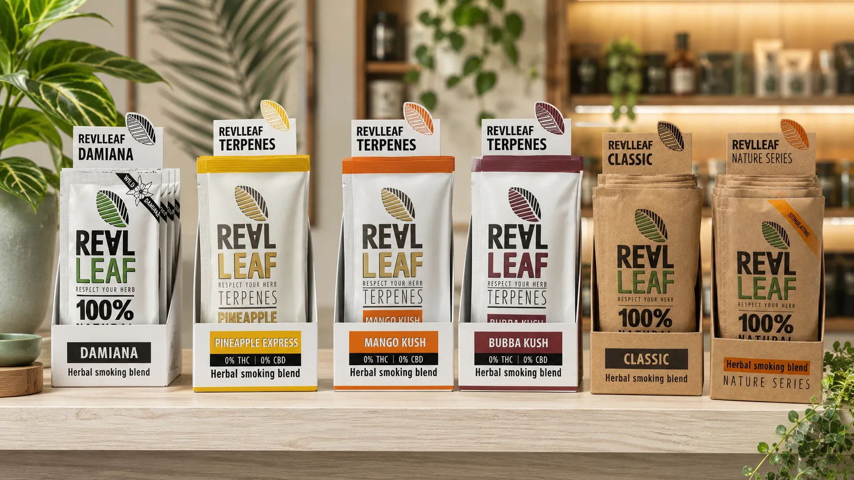 Real Leaf Kräutermischungen Sortiment Nahaufnahme